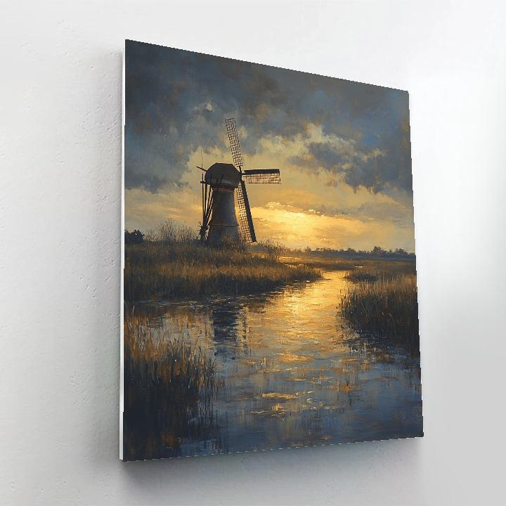 Rembrandt Inspired Windmill At Twilight Glow painting number kit