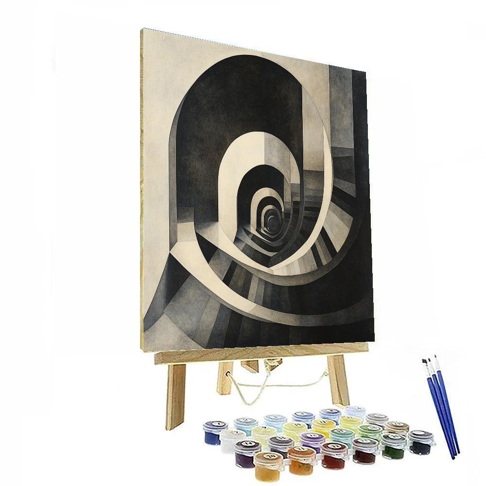 M.C. Escher Inspired Infinity Staircase Numbered painting kits
