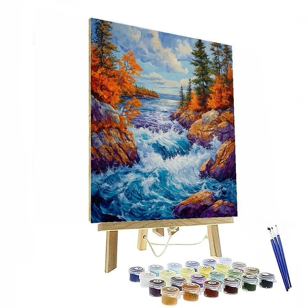 A.Y. Jackson Inspired Boreal Rapids Number painting