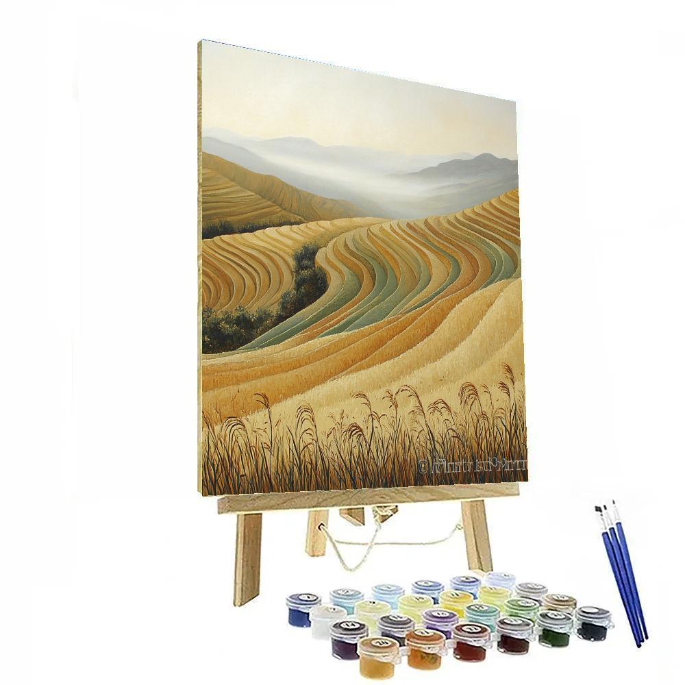 Hiroshige Inspired Autumn Breeze Over Rice Terraces paint by numbers