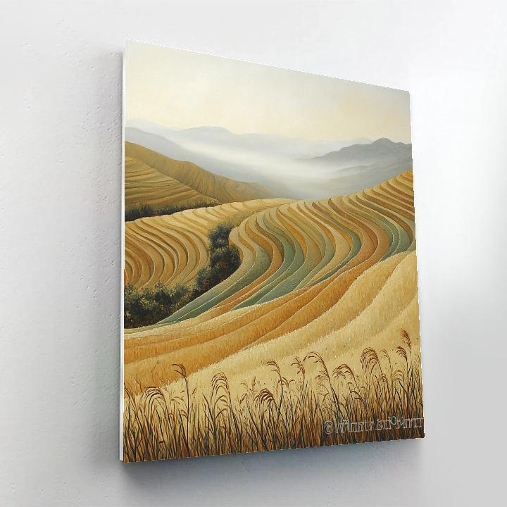 Hiroshige Inspired Autumn Breeze Over Rice Terraces paint by numbers