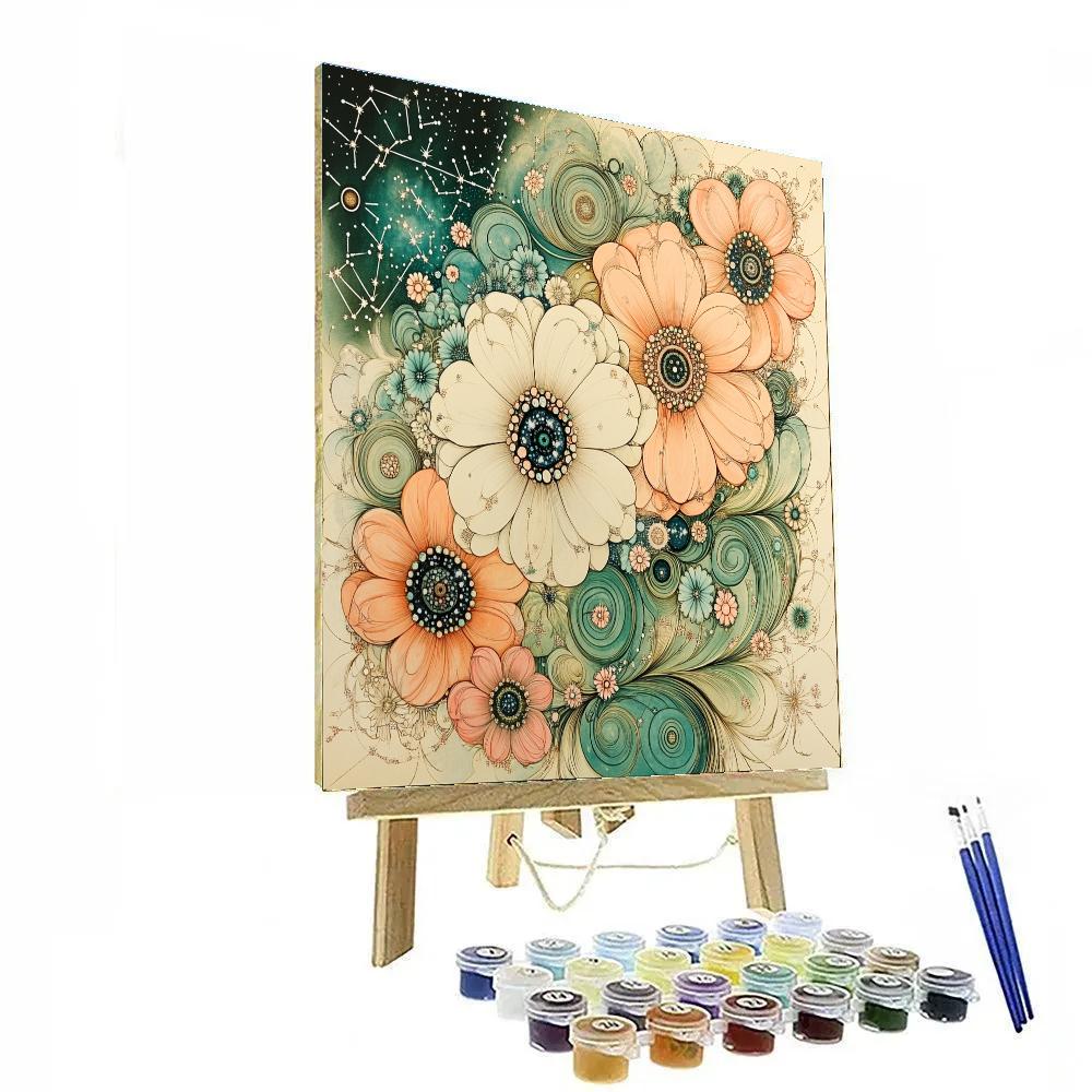 Alphonse Mucha Inspired Timeworn Petal Constellation DIY paint by numbers