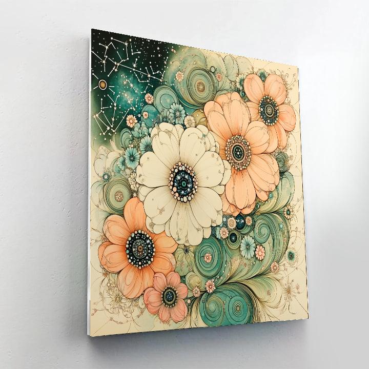 Alphonse Mucha Inspired Timeworn Petal Constellation DIY paint by numbers