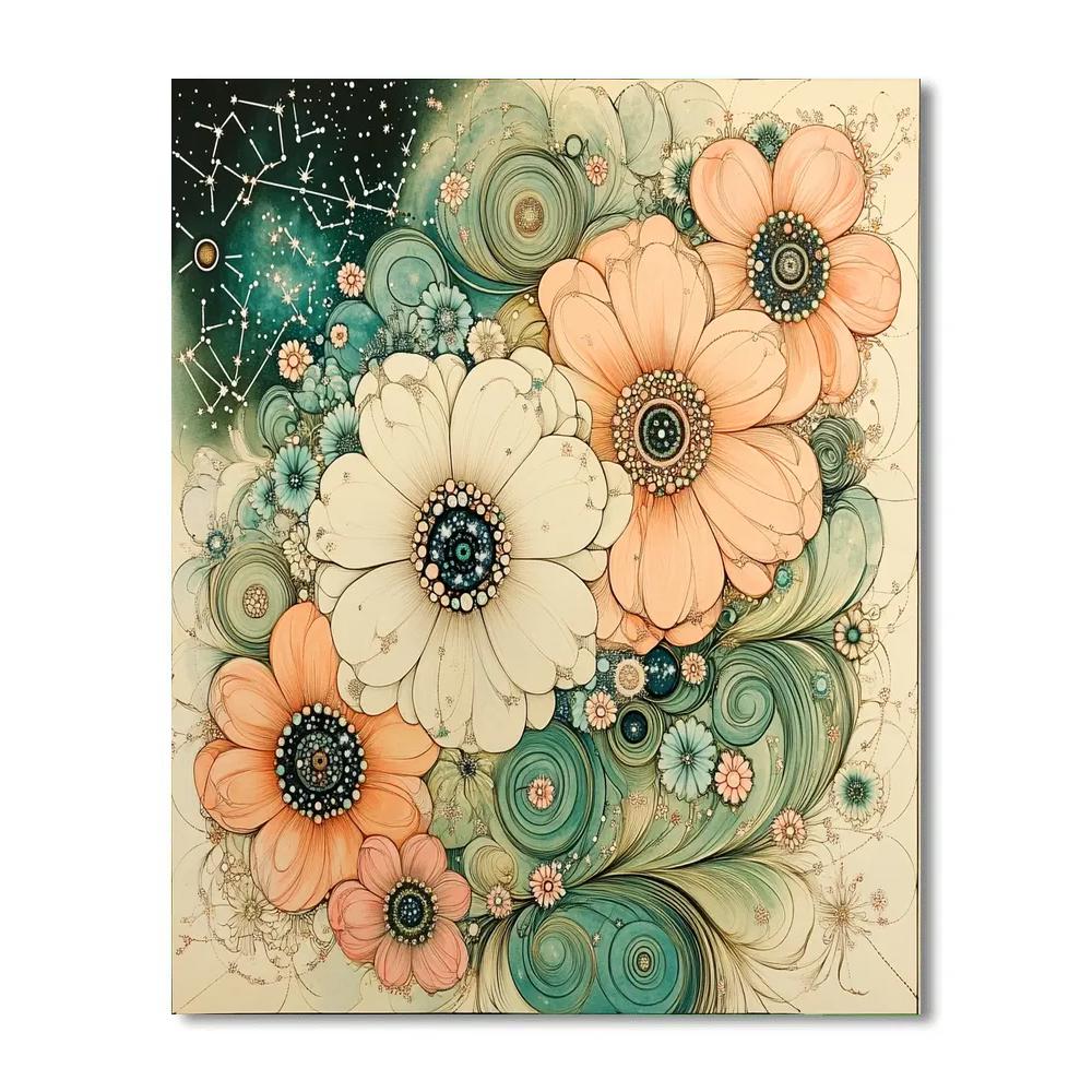 Alphonse Mucha Inspired Timeworn Petal Constellation DIY paint by numbers