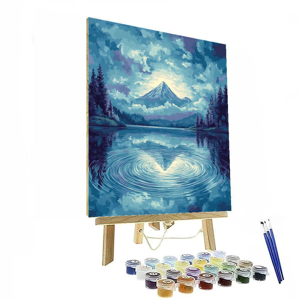 Hiroshige Inspired Nebula Fuji Reflection Numbered painting kits