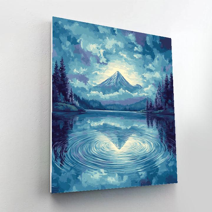Hiroshige Inspired Nebula Fuji Reflection Numbered painting kits