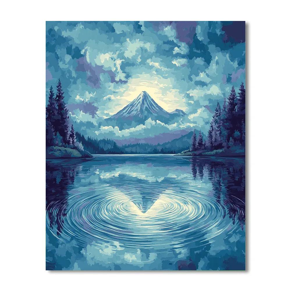 Hiroshige Inspired Nebula Fuji Reflection Numbered painting kits