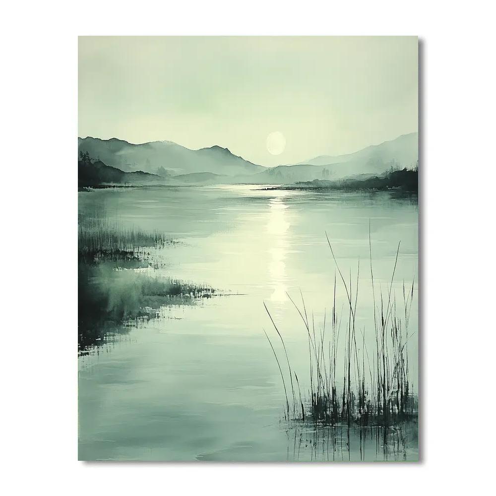 Zhao Mengfu Inspired River Of Ink And Moonlight Numbered painting kits