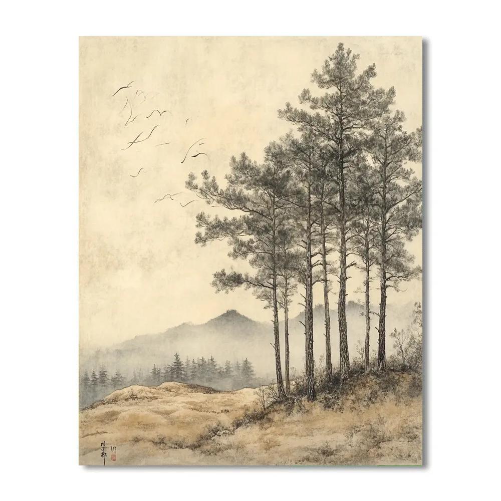 Zhao Mengfu Inspired Ancient Pine Dialogues Number painting