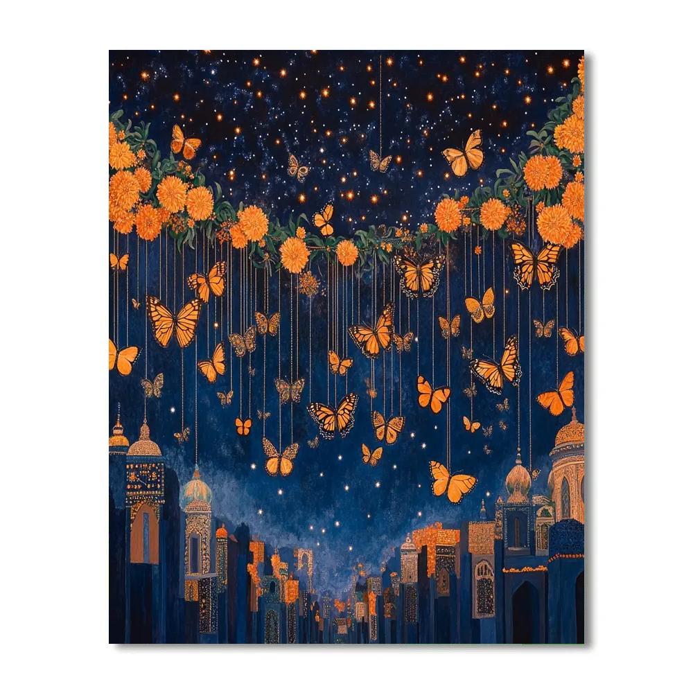 Frida Kahlo Inspired Night Of Monarch Strings Numbered painting kits