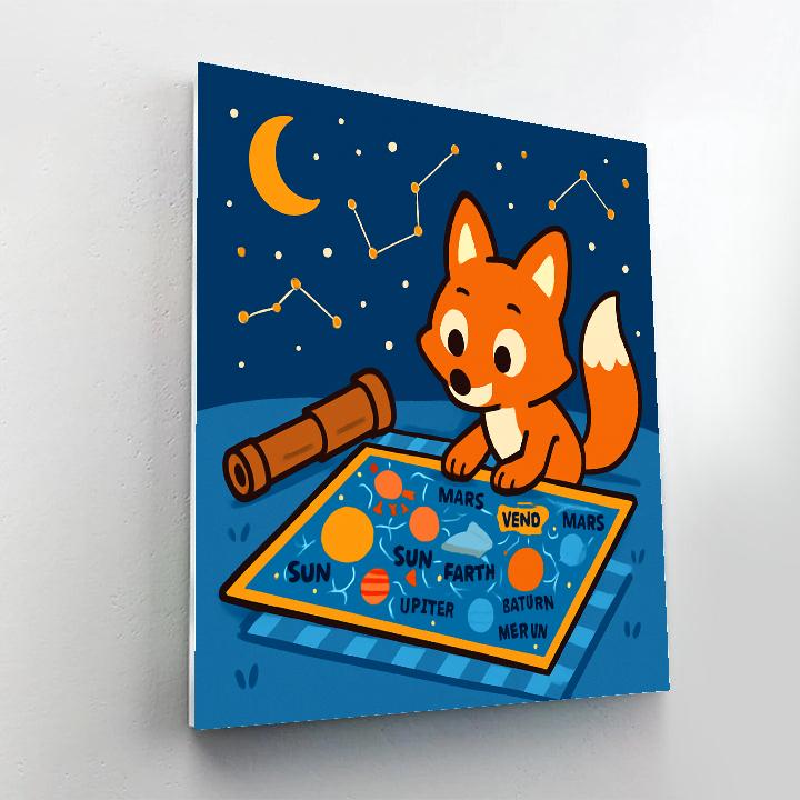 Stargazer Fox And Solar Map paint by color