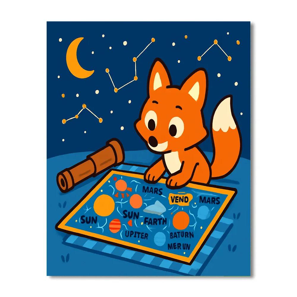Stargazer Fox And Solar Map paint by color