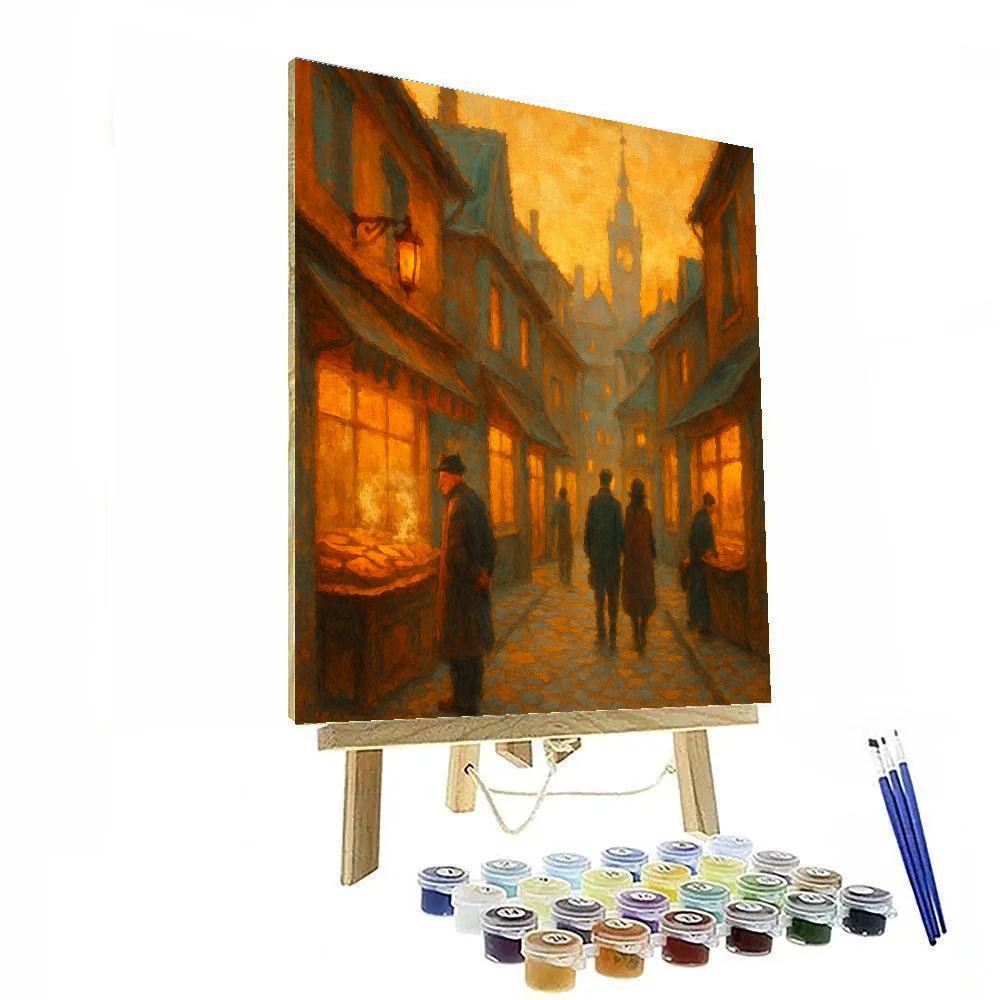 Lantern Lane At Dusk Numbered painting kits