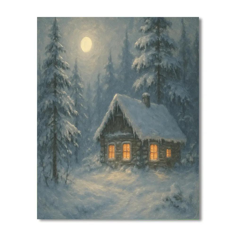 Moonlit Pine Refuge Painting by numbers kit