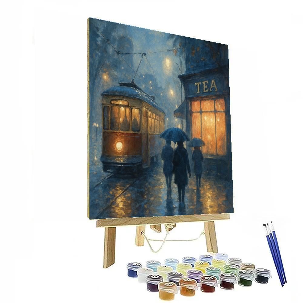 Rainwashed Tram And Tea paint by numbers