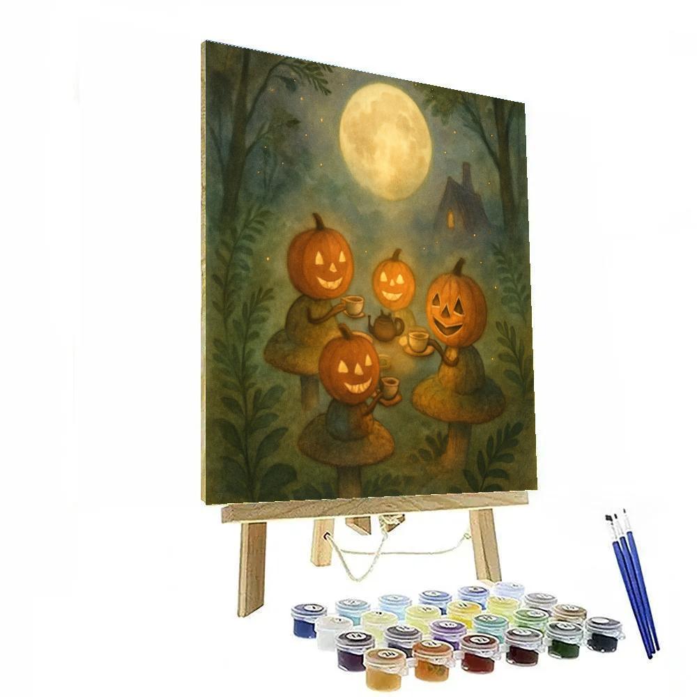Moonlit Mushroom Tea Party paint by number