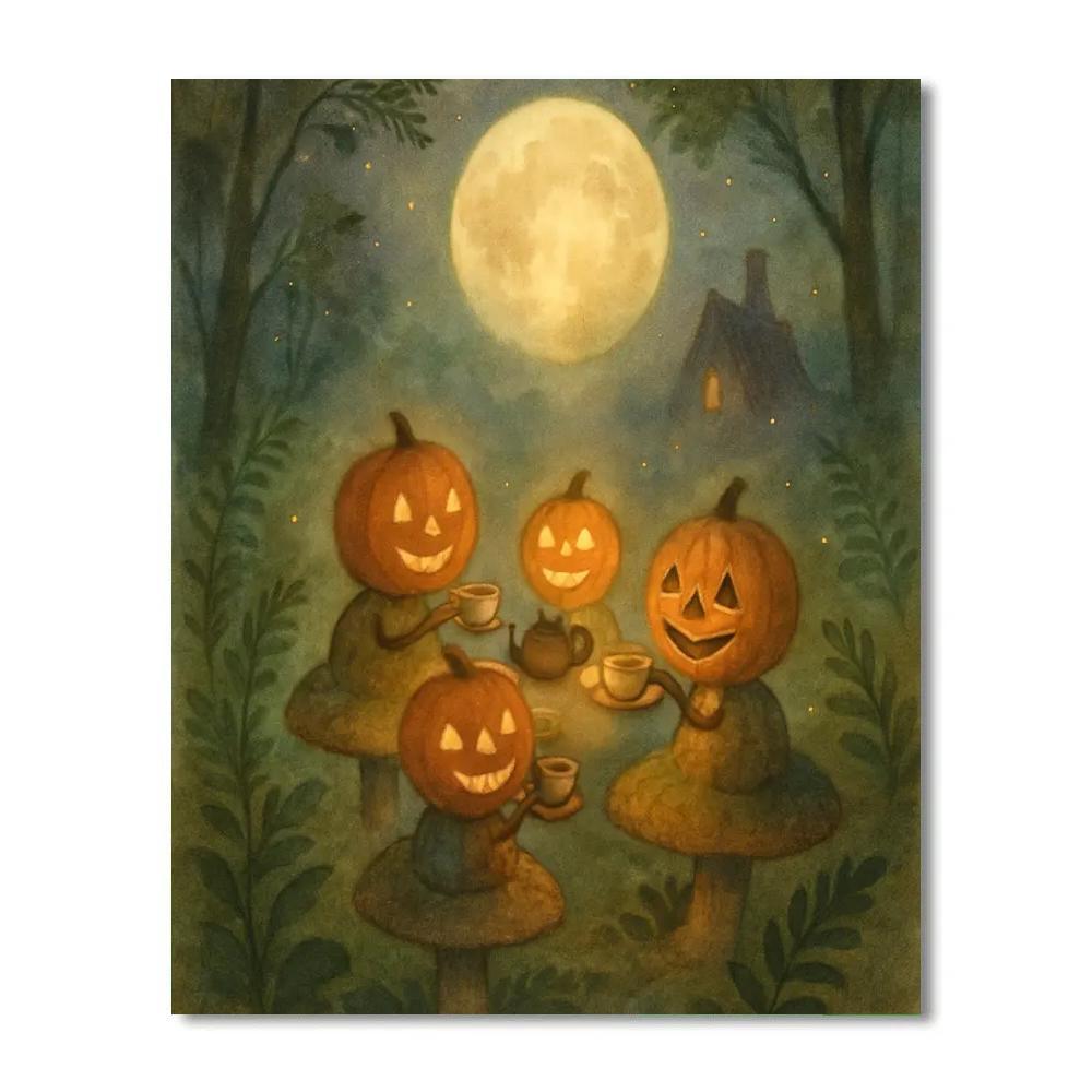 Moonlit Mushroom Tea Party paint by number