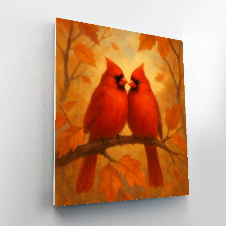 Cardinals In Autumn Glow Numbered painting kits