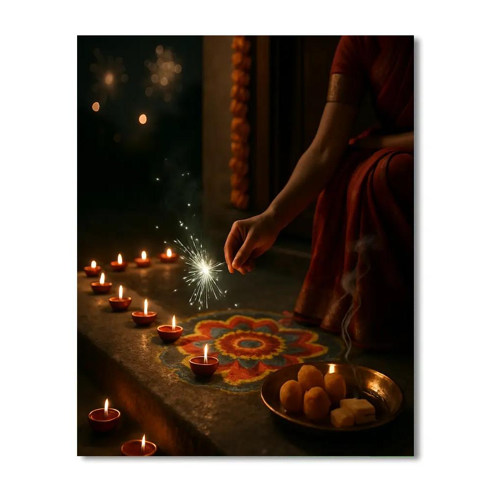 Diwali Doorstep Evening Numbered painting kits