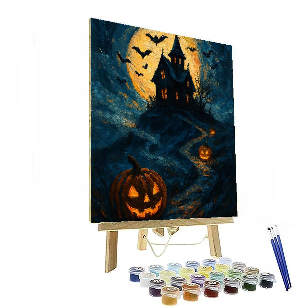 Moonlit Hilltop Manor Numbered painting kits