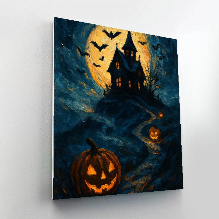 Moonlit Hilltop Manor Numbered painting kits