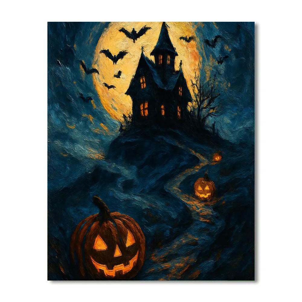 Moonlit Hilltop Manor Numbered painting kits