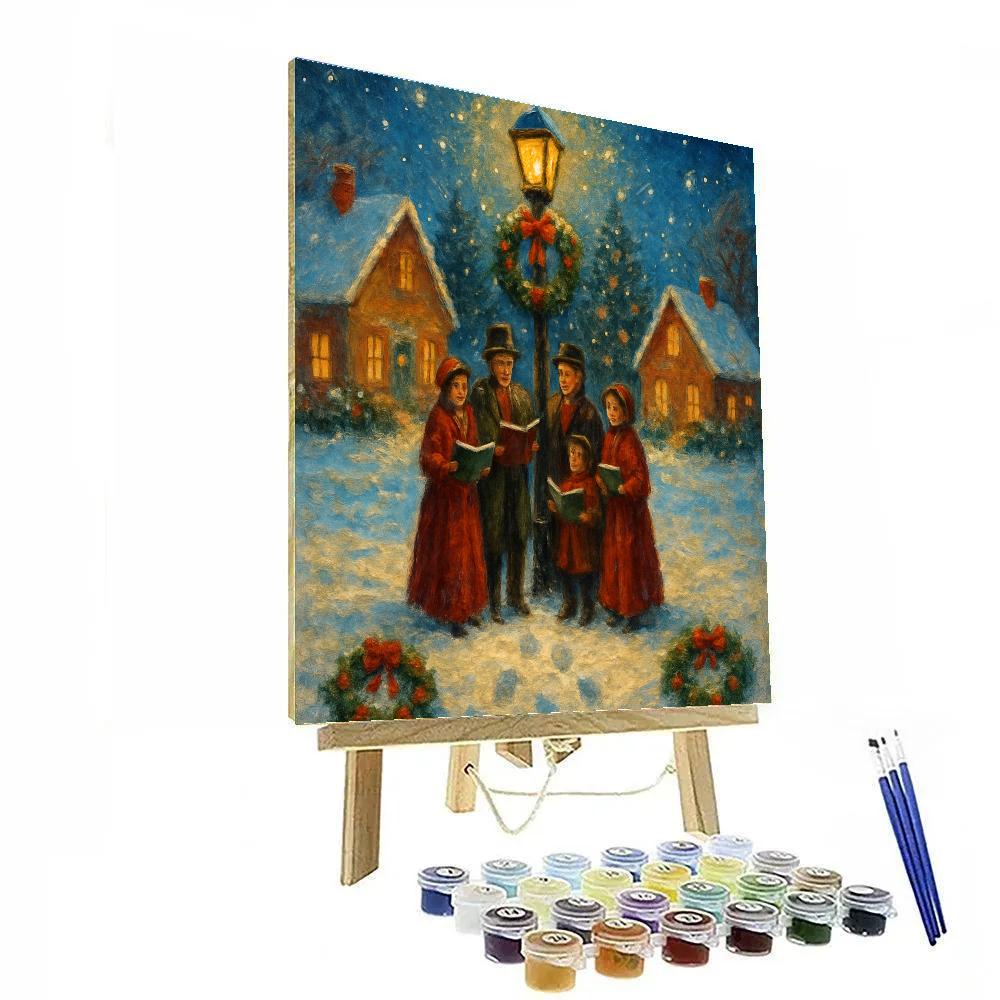 Starlit Village Carolers paint by number