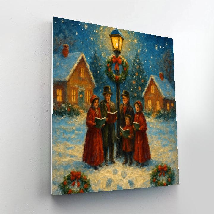 Starlit Village Carolers paint by number