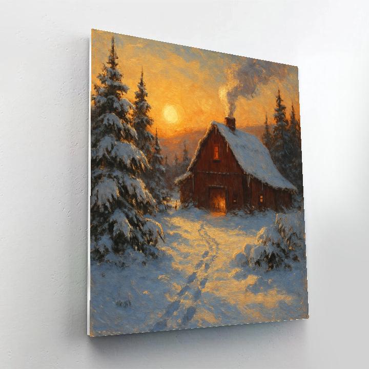 Crimson Barn At Dusk Paint by numbers art