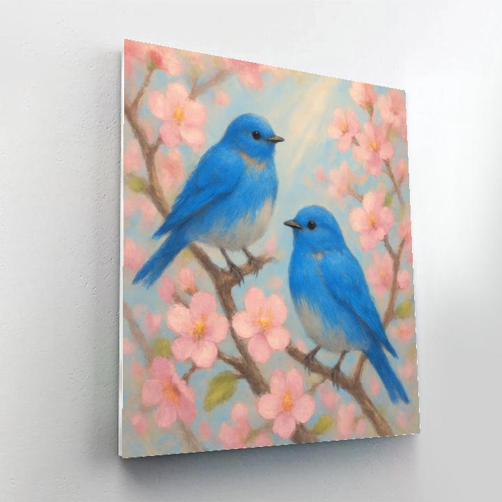 Bluebirds At Spring Blossom Paint by numbers art