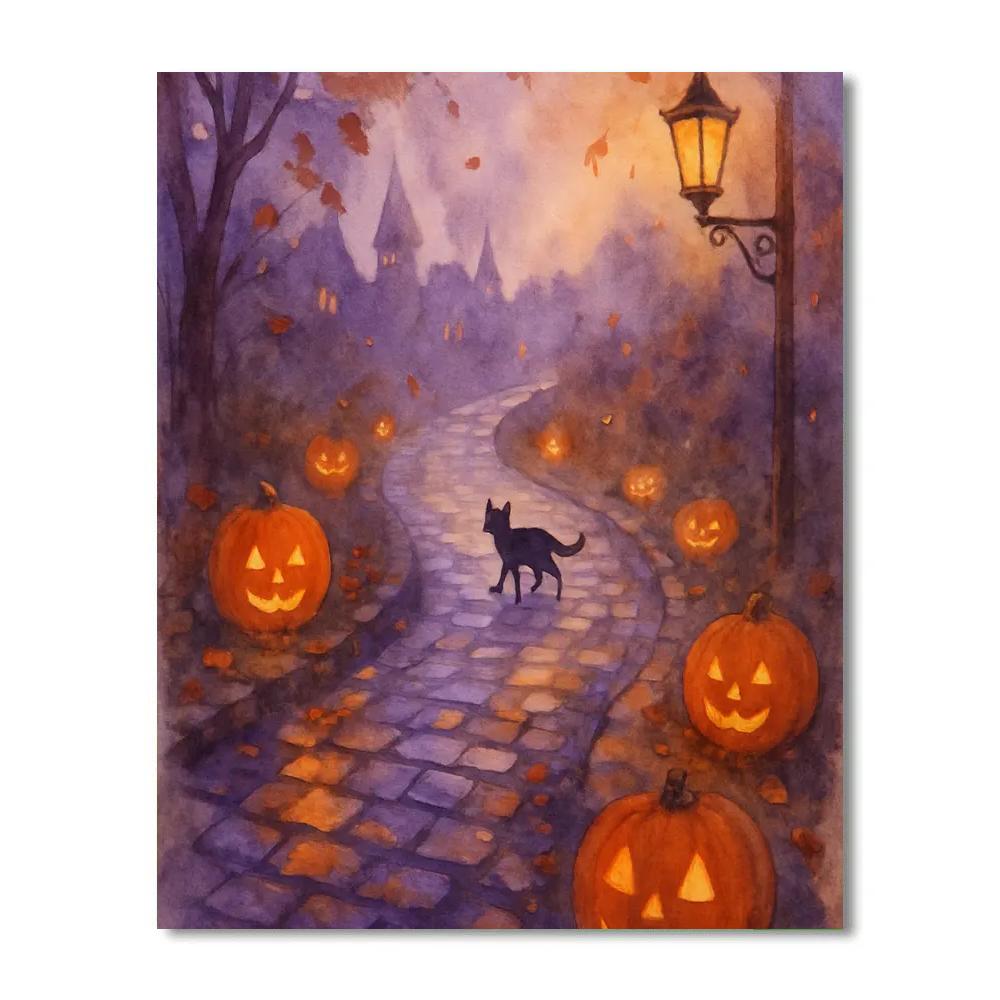 Pumpkin Lantern Lane painting number kit