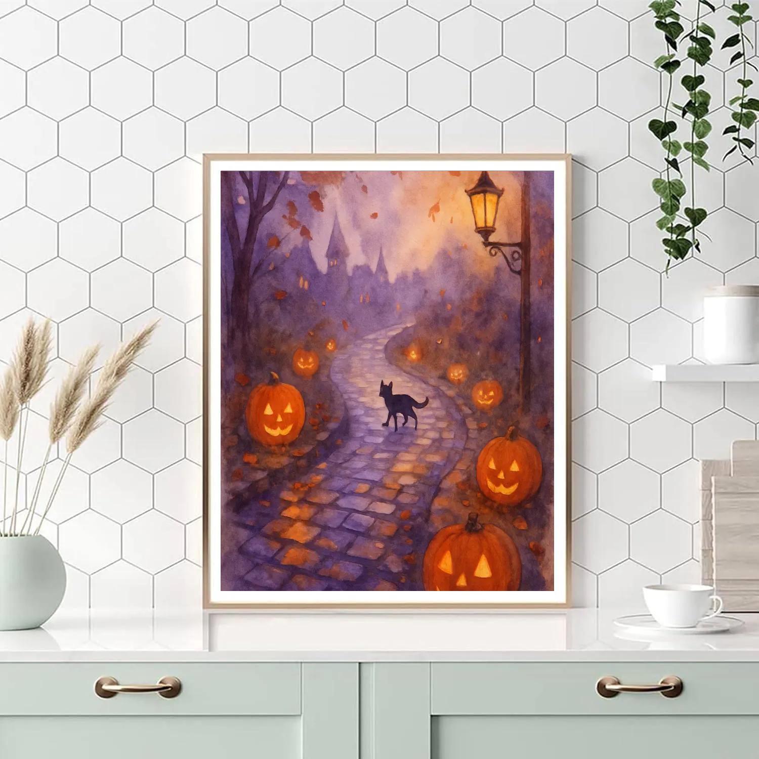 Pumpkin Lantern Lane painting number kit