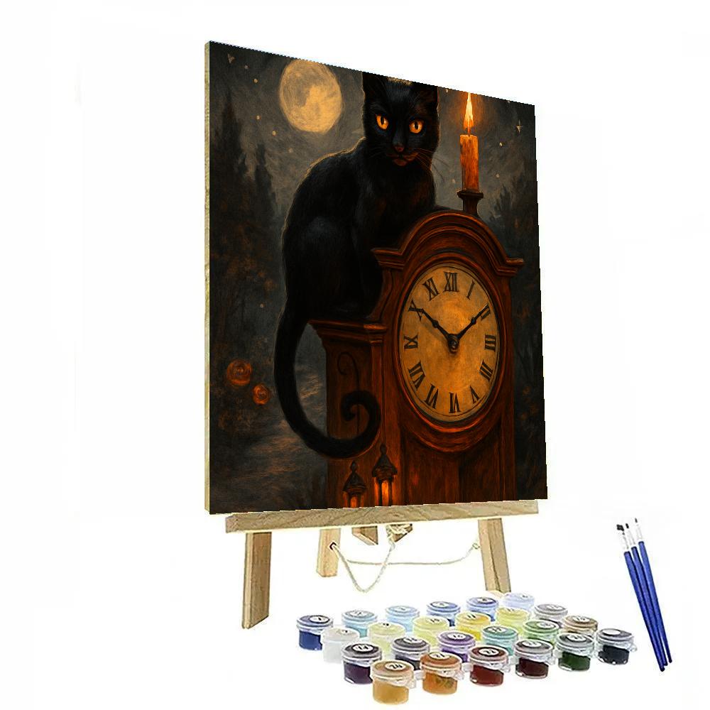 The Cat And The Curfew Clock paint by color