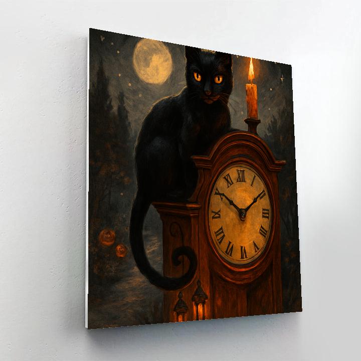 The Cat And The Curfew Clock paint by color