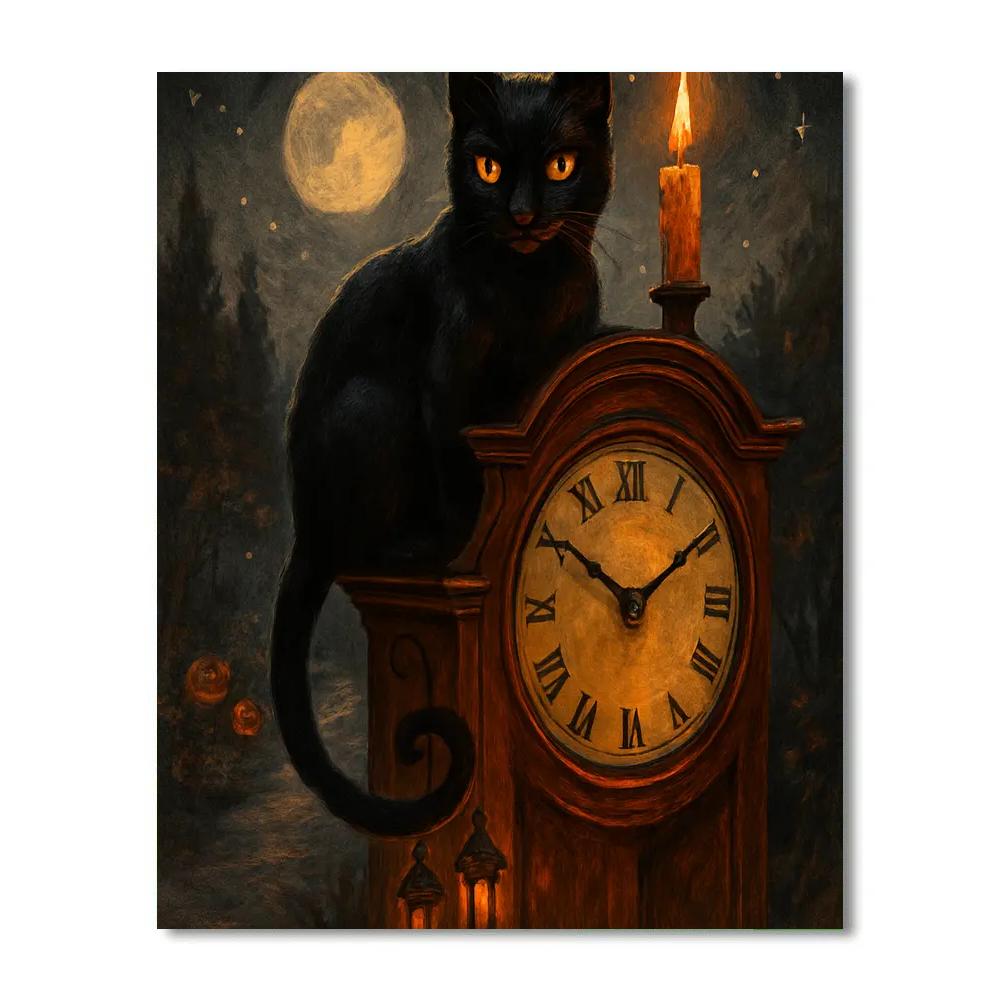 The Cat And The Curfew Clock paint by color