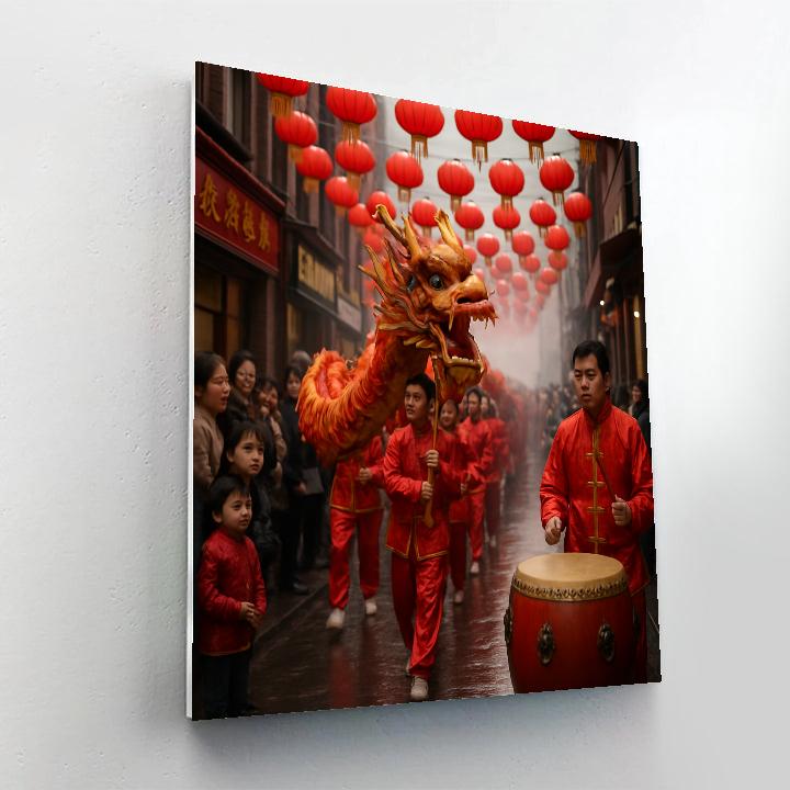 Lunar New Year Dragon Dance Number painting