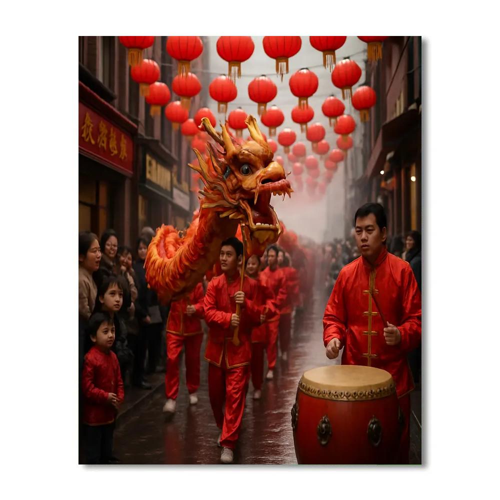 Lunar New Year Dragon Dance Number painting