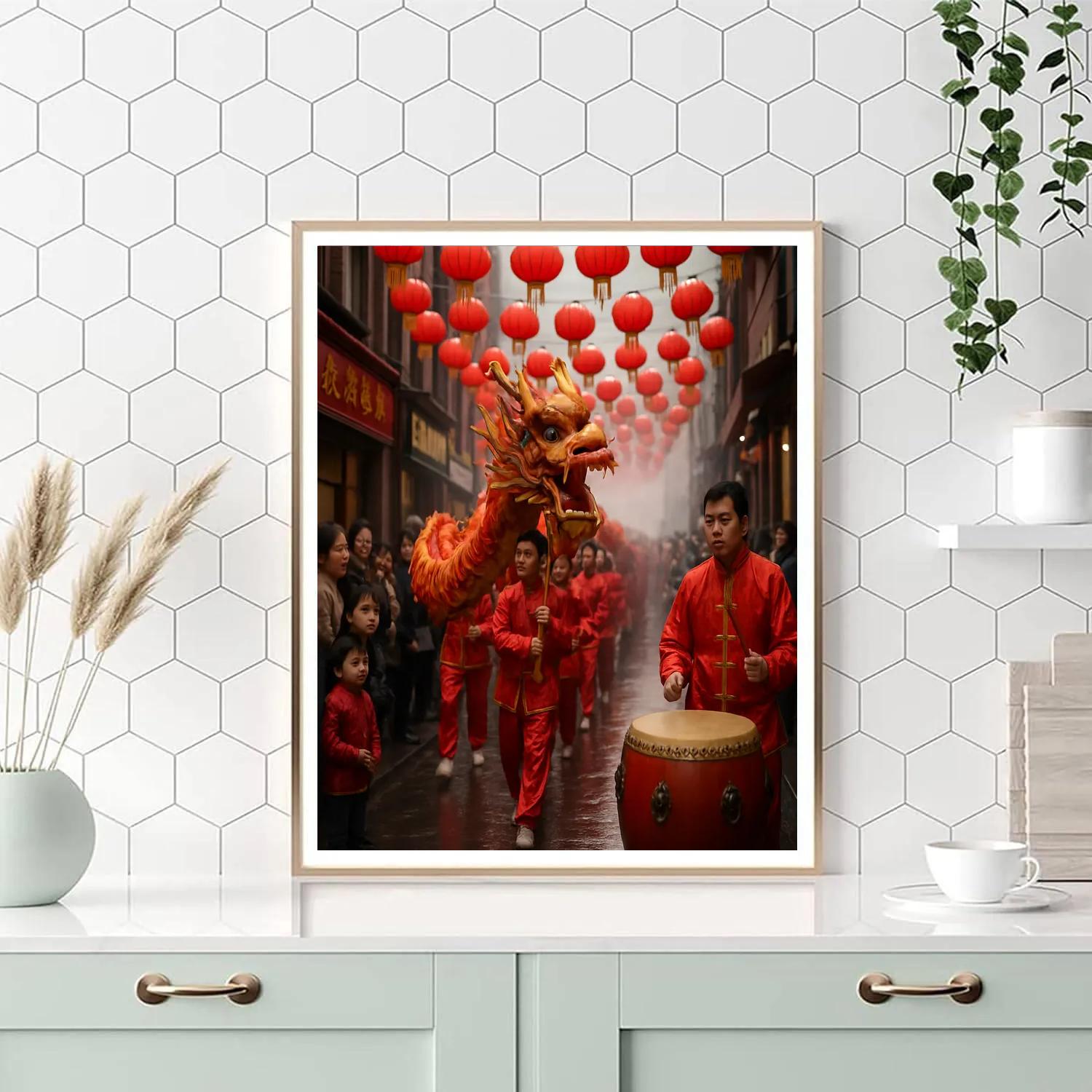 Lunar New Year Dragon Dance Number painting
