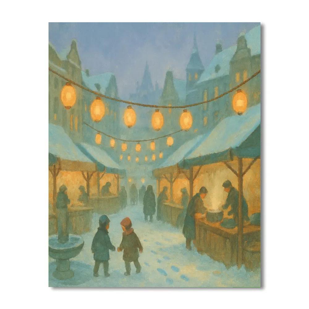Snowbound Lantern Market Number painting
