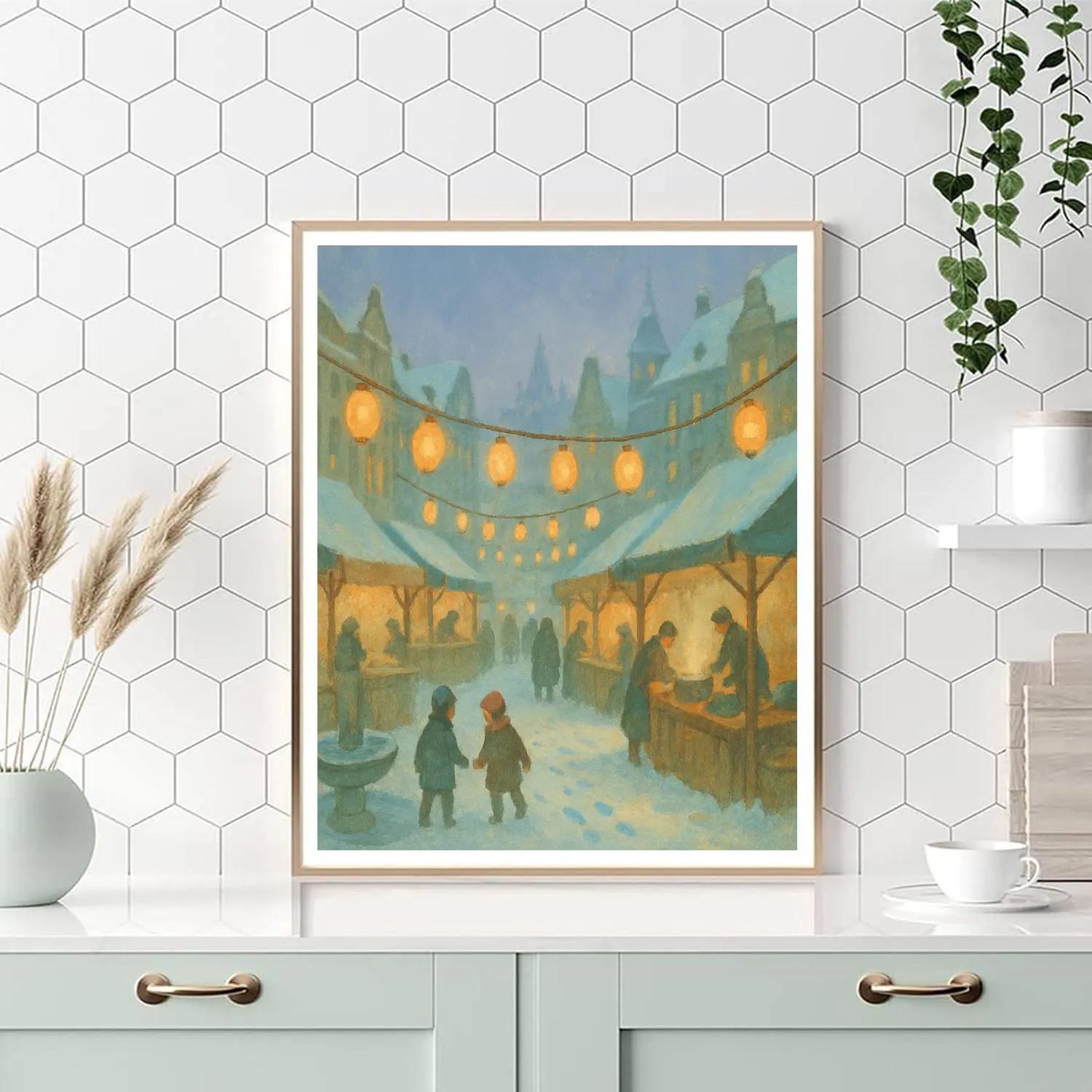 Snowbound Lantern Market Number painting