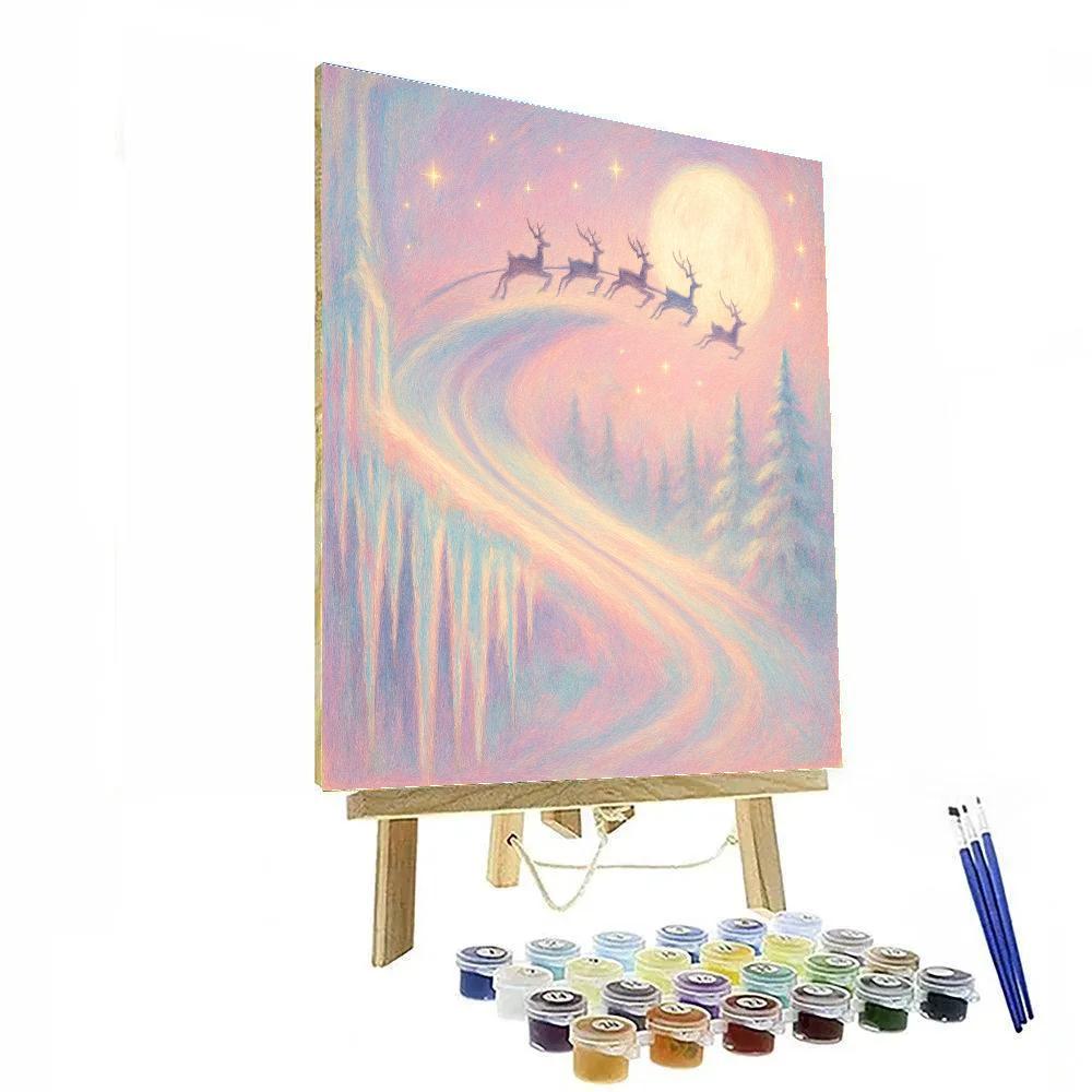 Midnight Sleigh Over Icicle Ridge Paint by numbers art