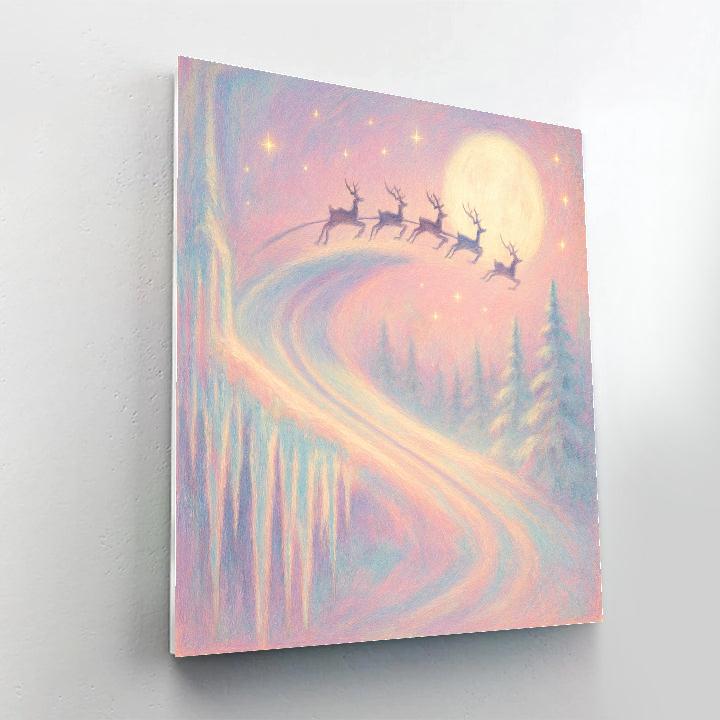 Midnight Sleigh Over Icicle Ridge Paint by numbers art