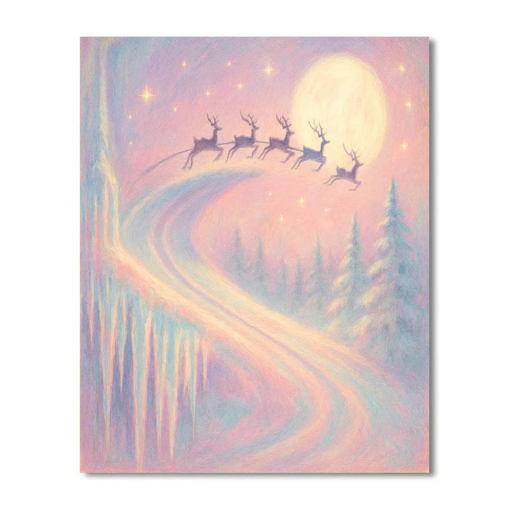 Midnight Sleigh Over Icicle Ridge Paint by numbers art