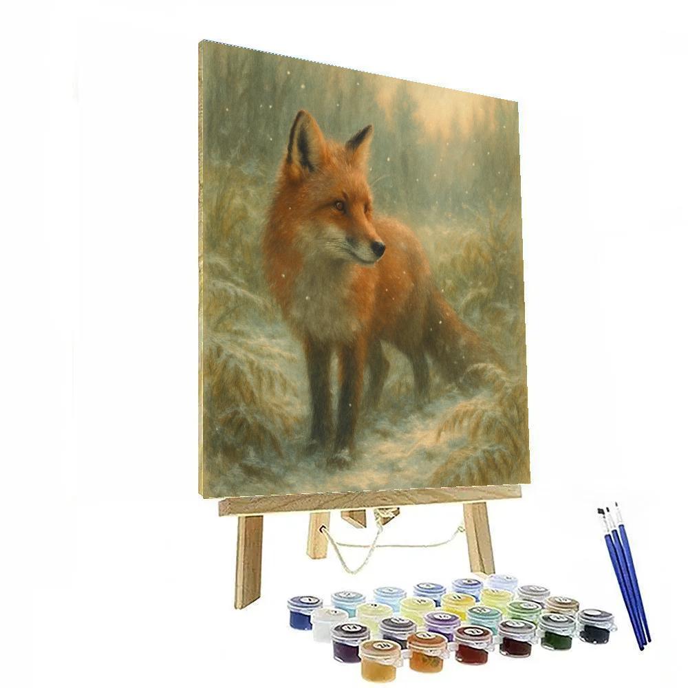 Fox Among Frosted Ferns Number painting