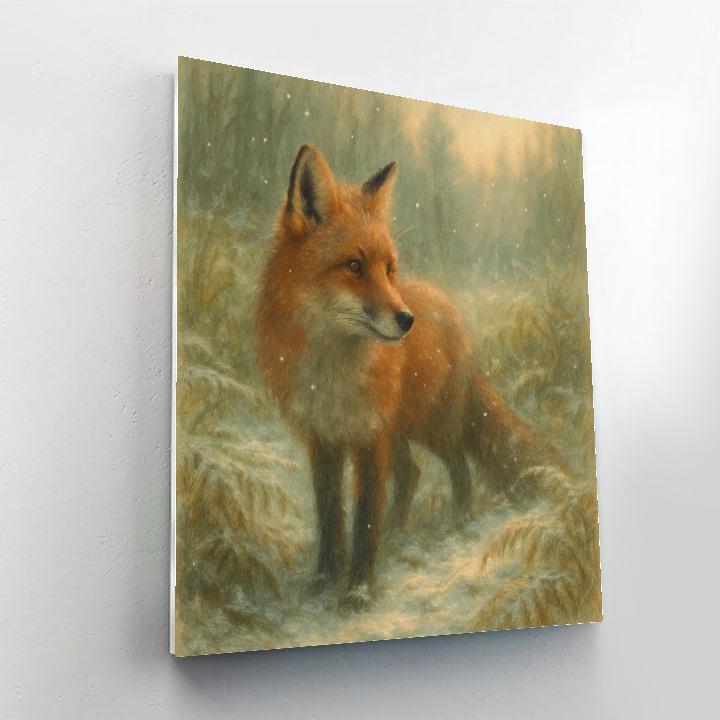 Fox Among Frosted Ferns Number painting