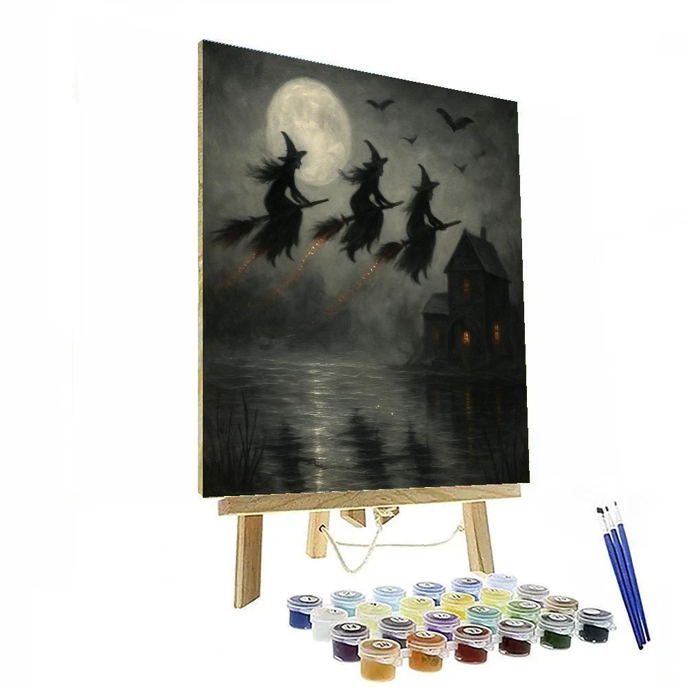 Witches Over The Millpond paint by number