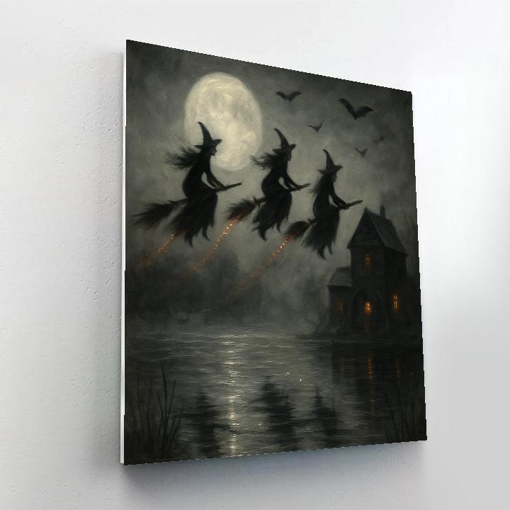 Witches Over The Millpond paint by number
