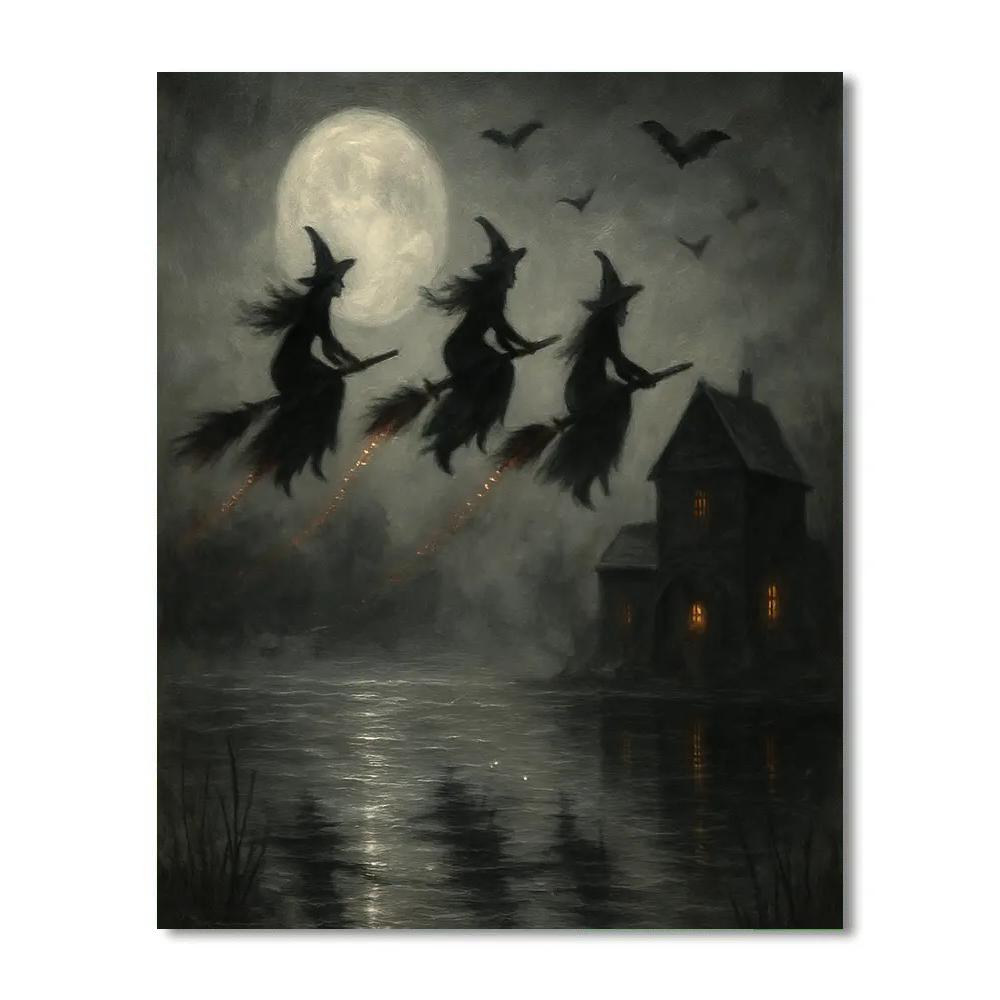 Witches Over The Millpond paint by number