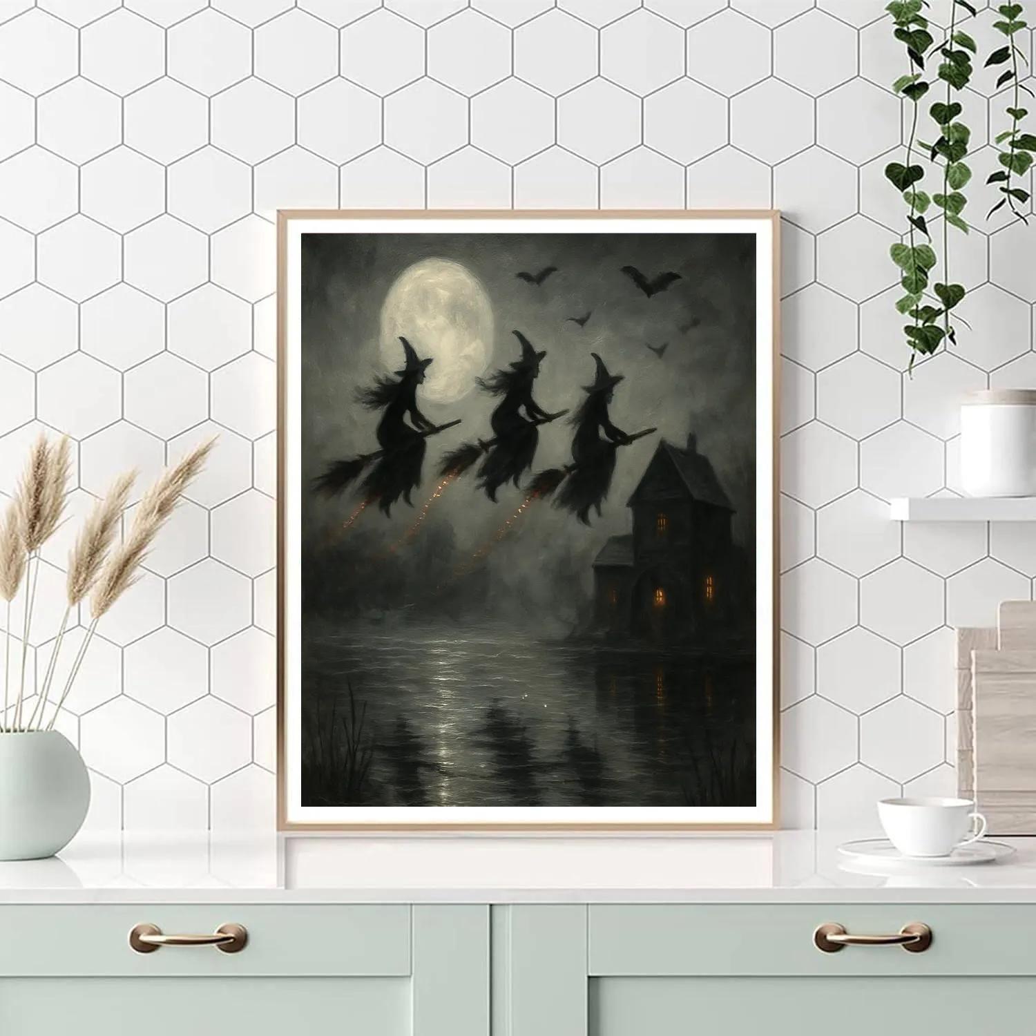 Witches Over The Millpond paint by number