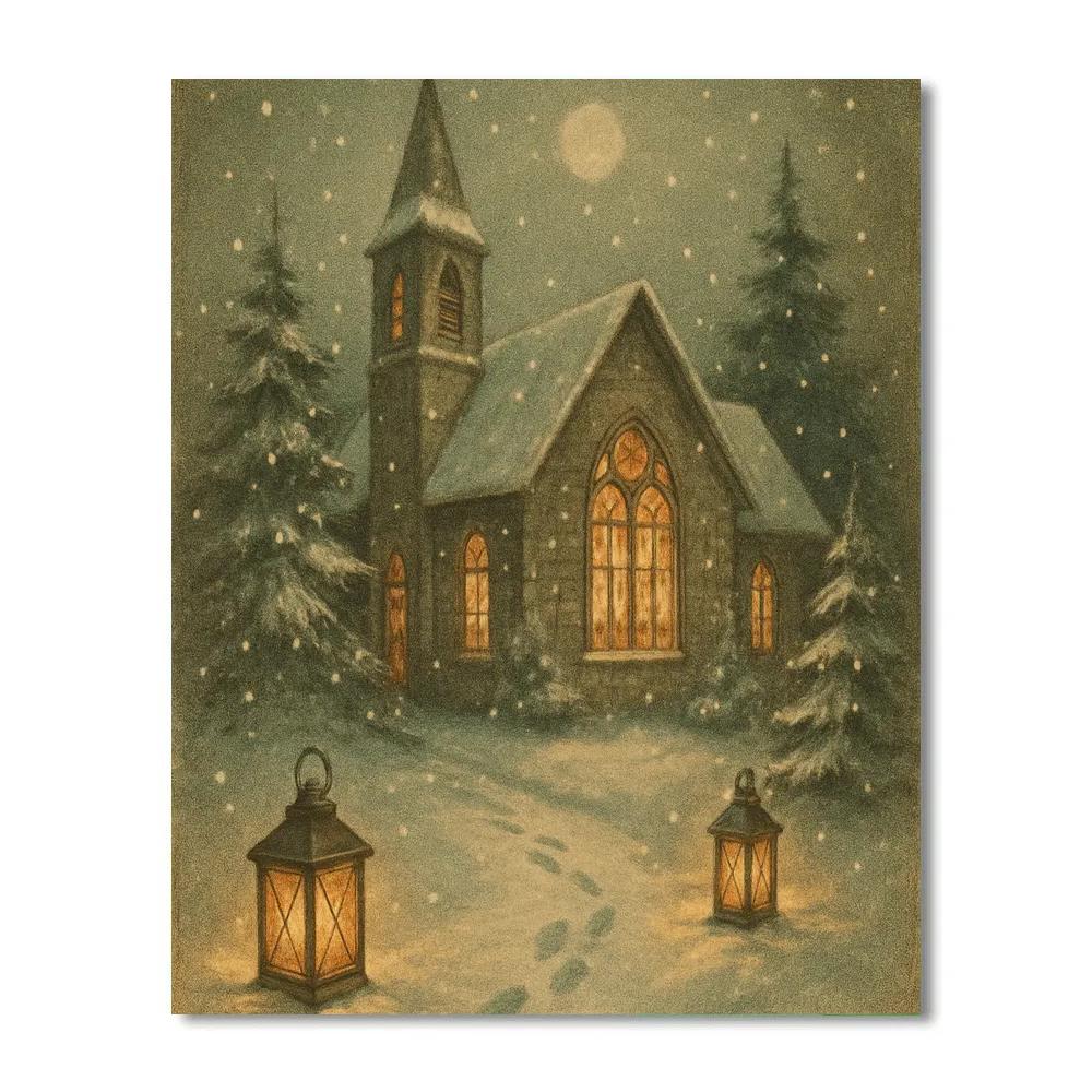 Silent Church Midnight Glow Numbered painting kits